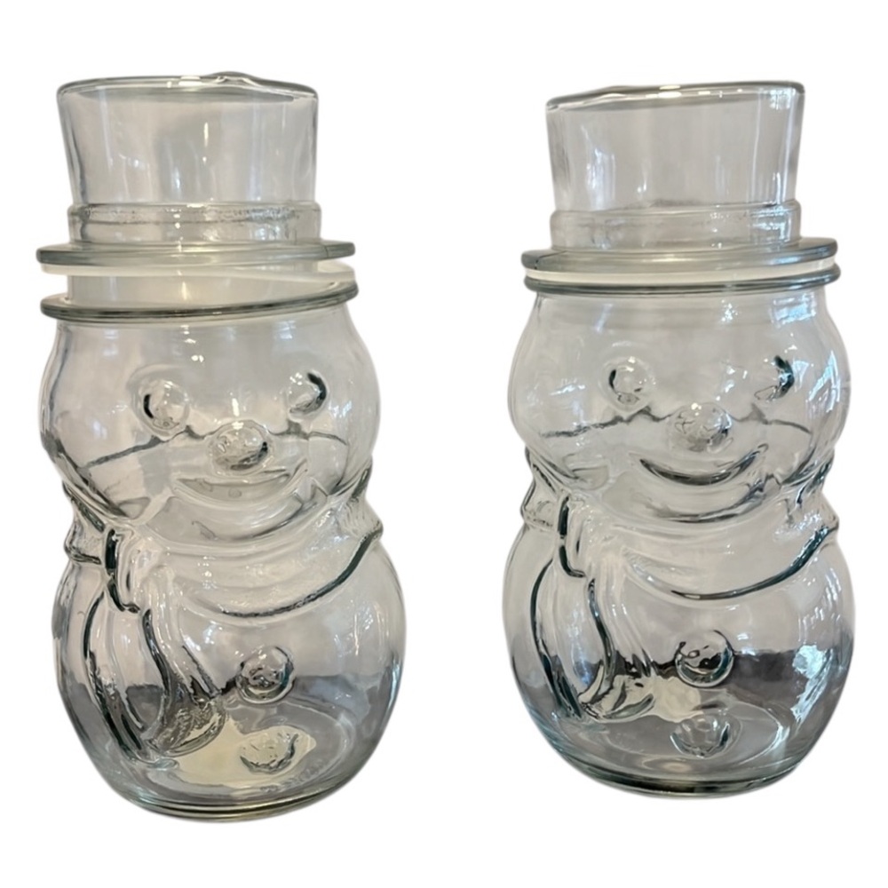 Vintage Libbey Snowmen Glass Cannisters